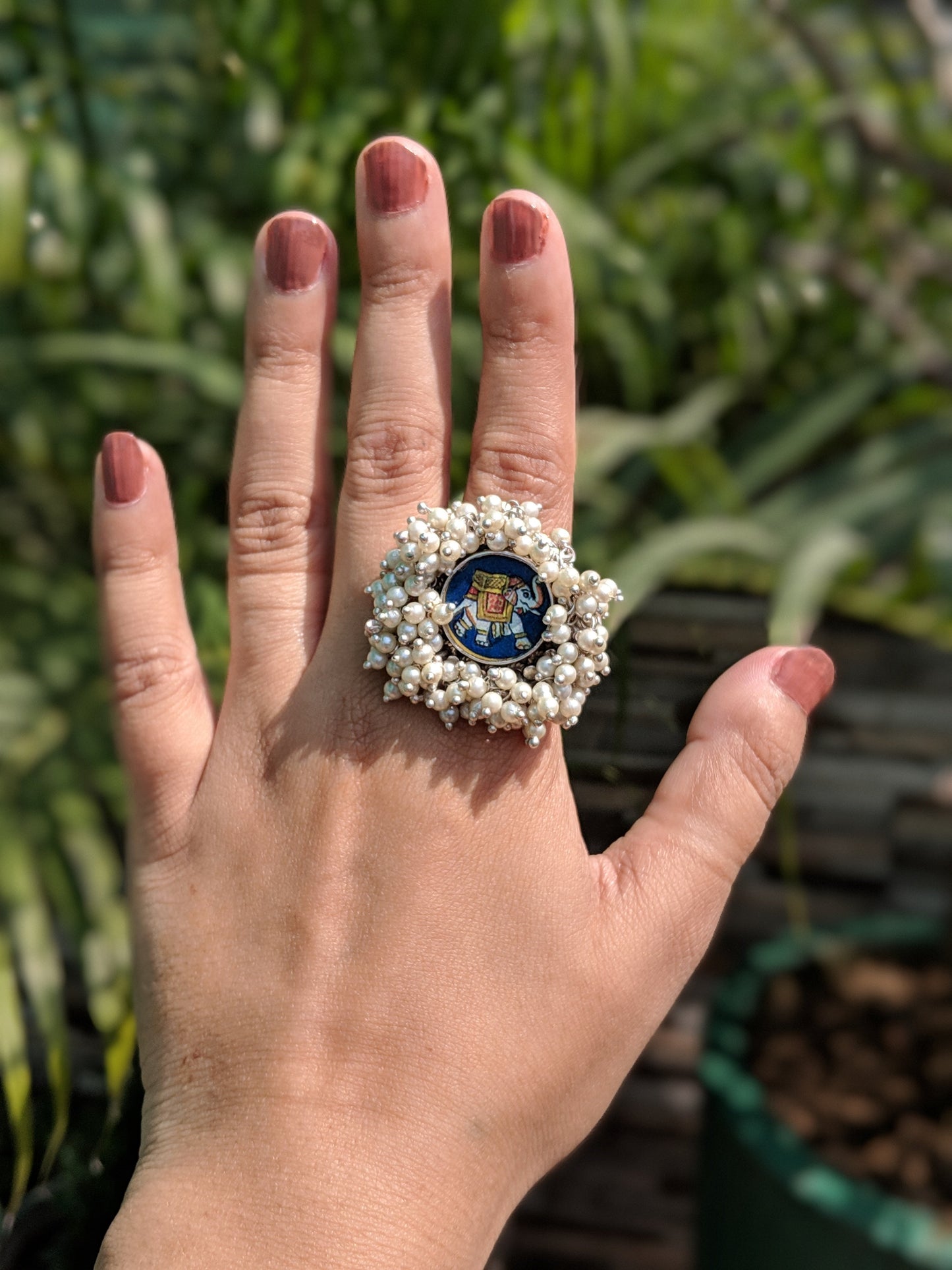 Handpainted Gajj Ring - Blue