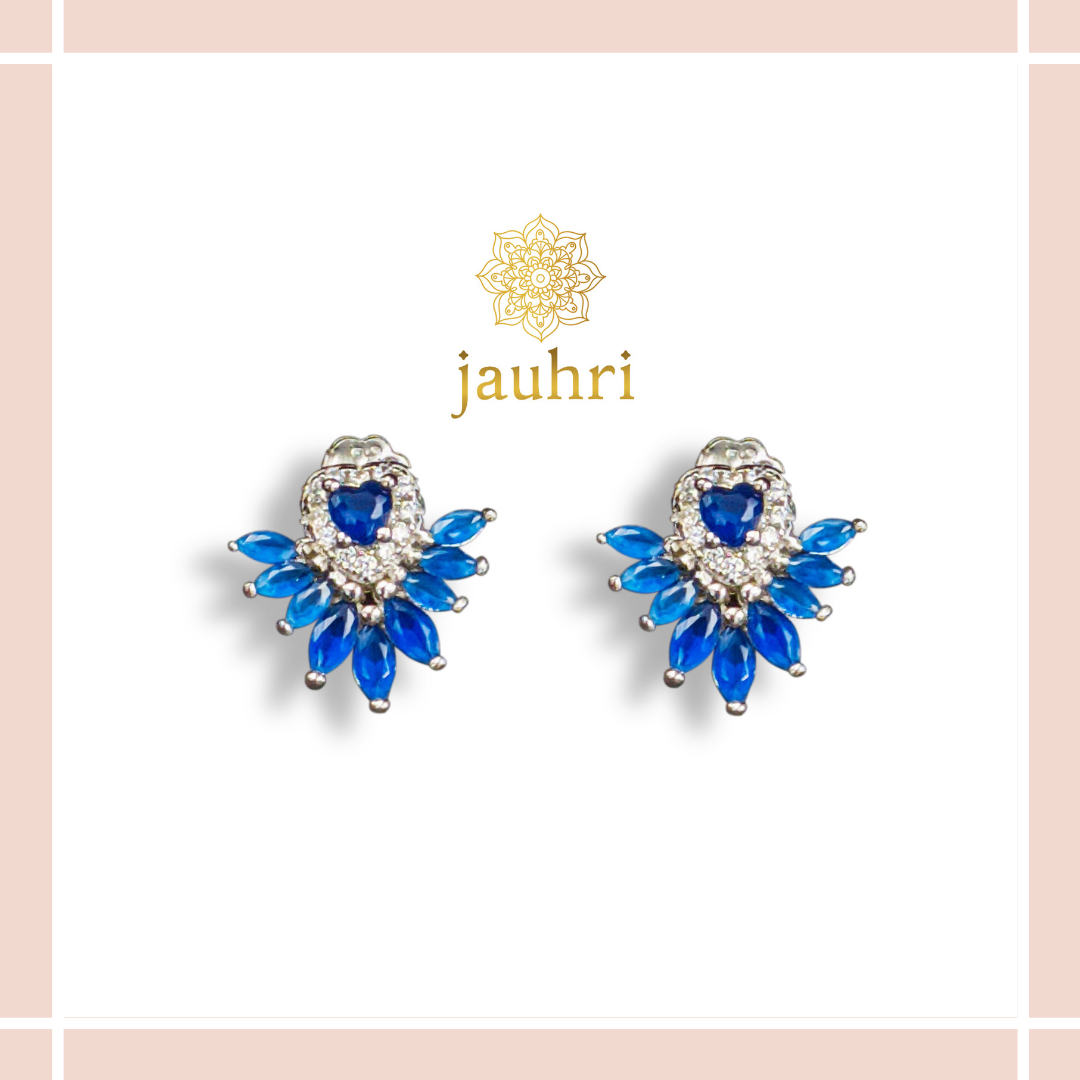 Heart Blue Sparkle Earrings