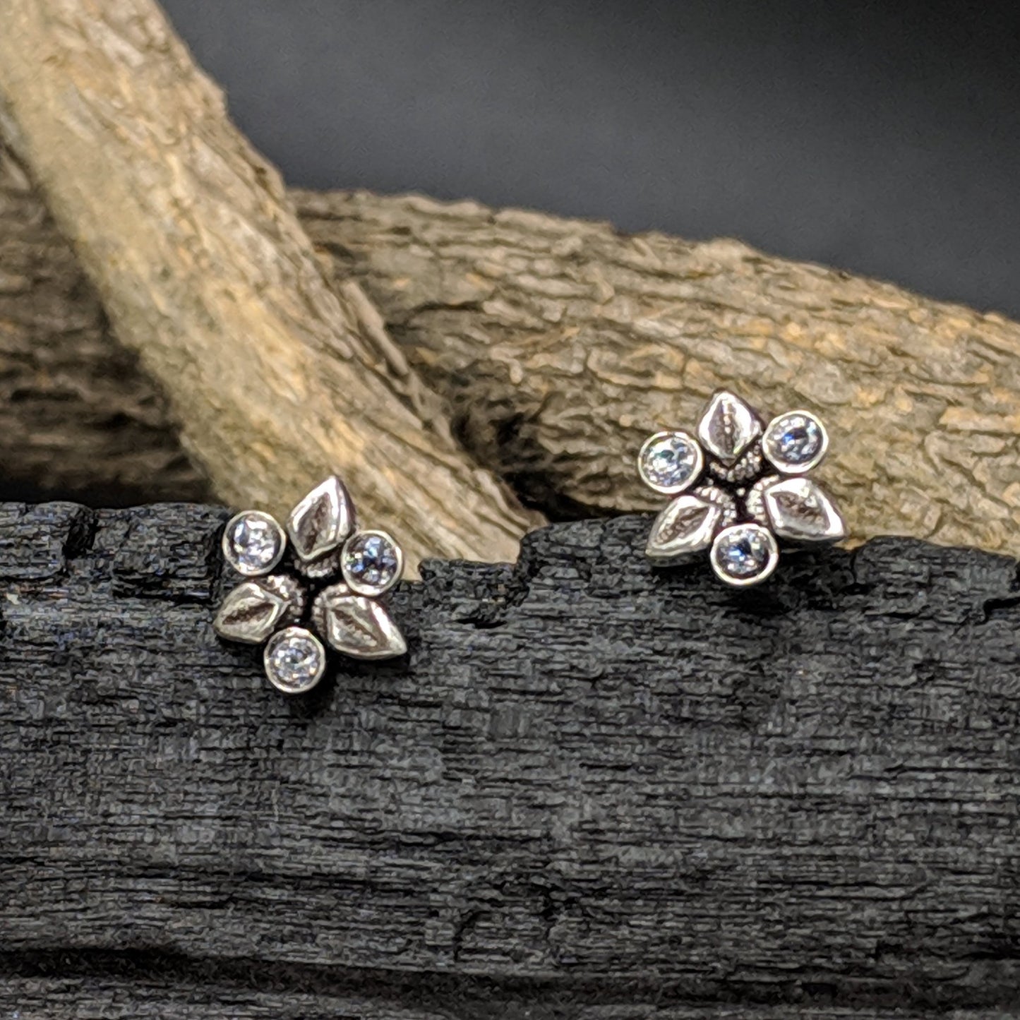 Three Leaf Earrings - White