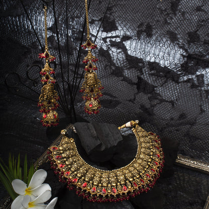 Ashwathama Maharani Set with Earrings - Gold Plated