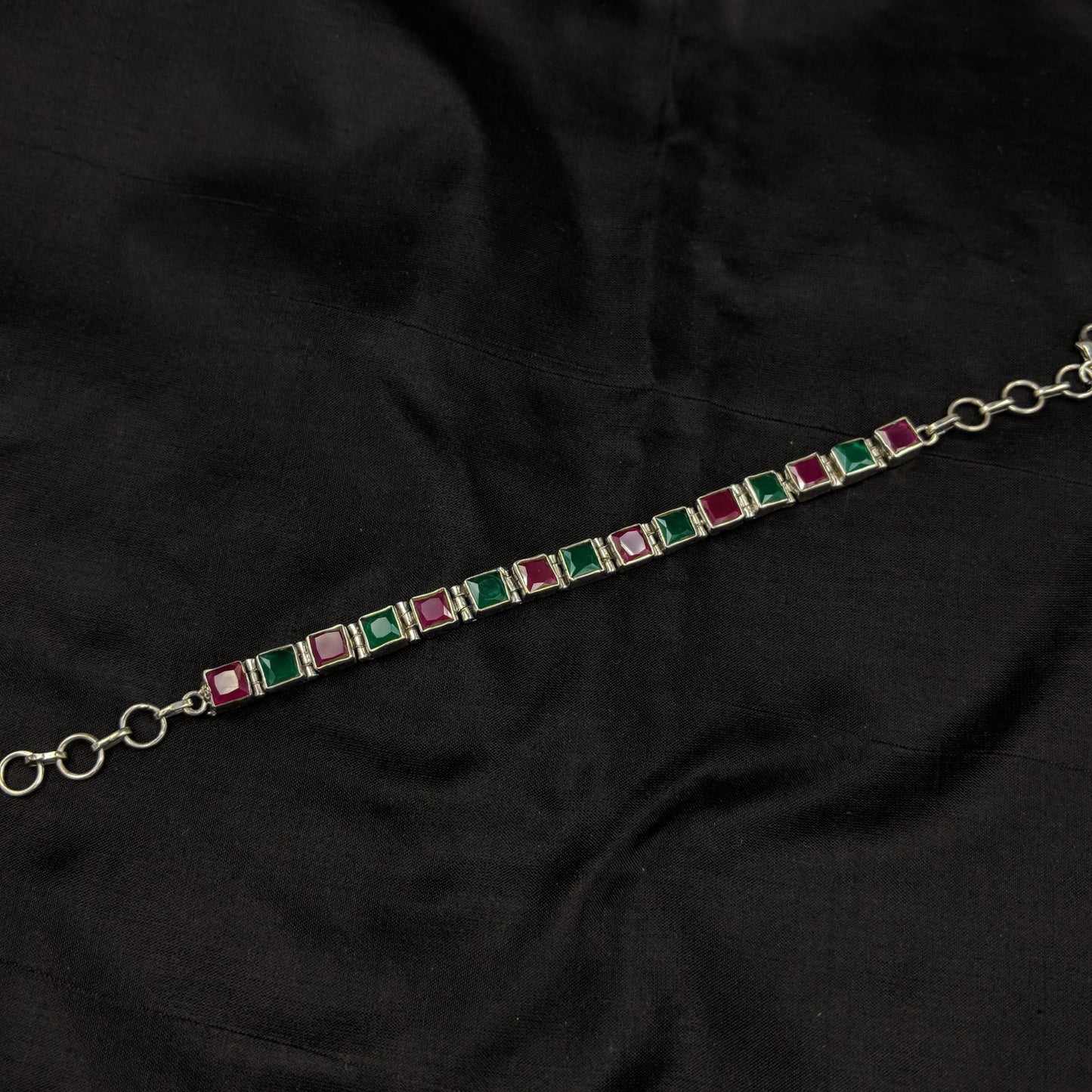 Bracelet Squares - Green Pink