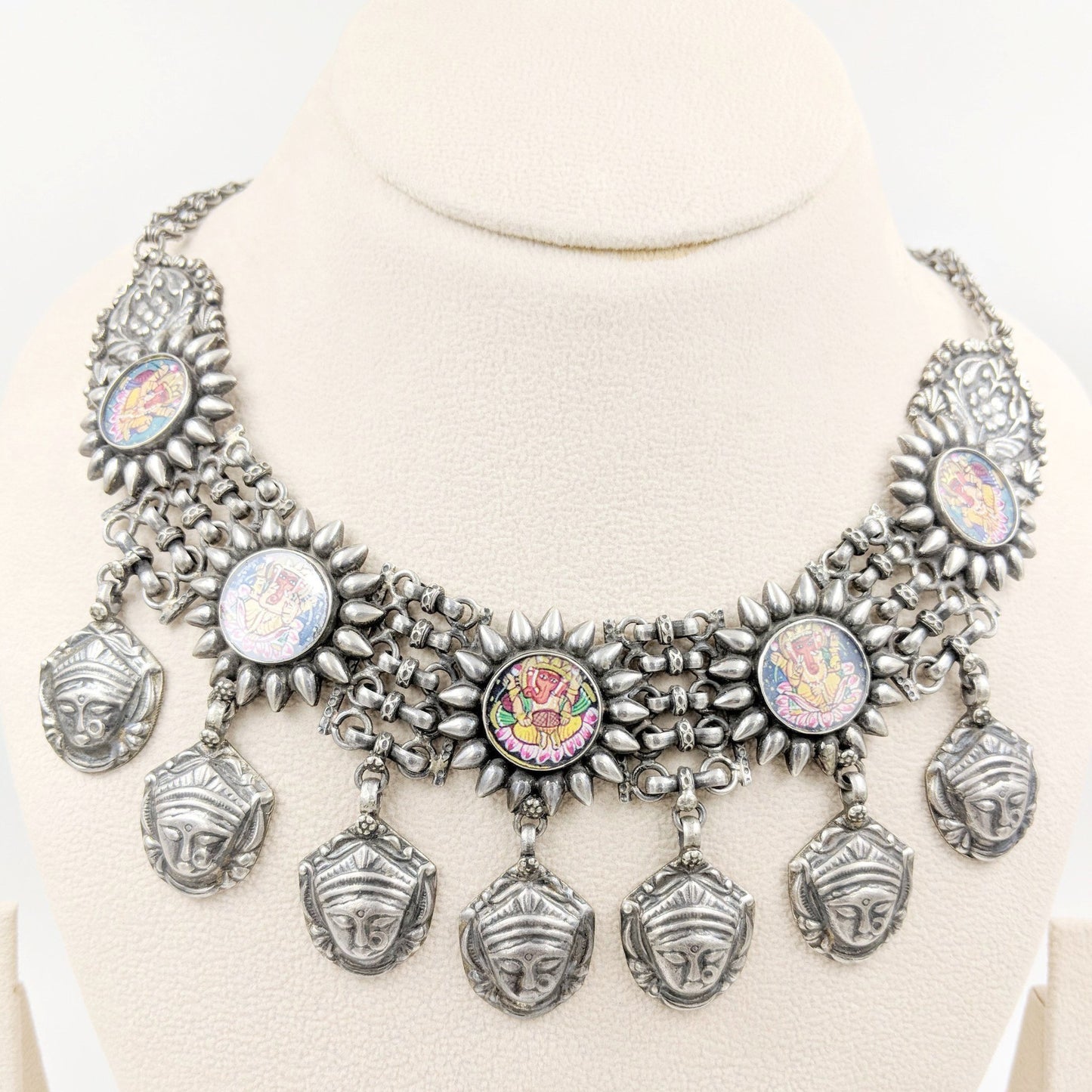 Ashwathama Handpainted Durga Ganesh Necklace