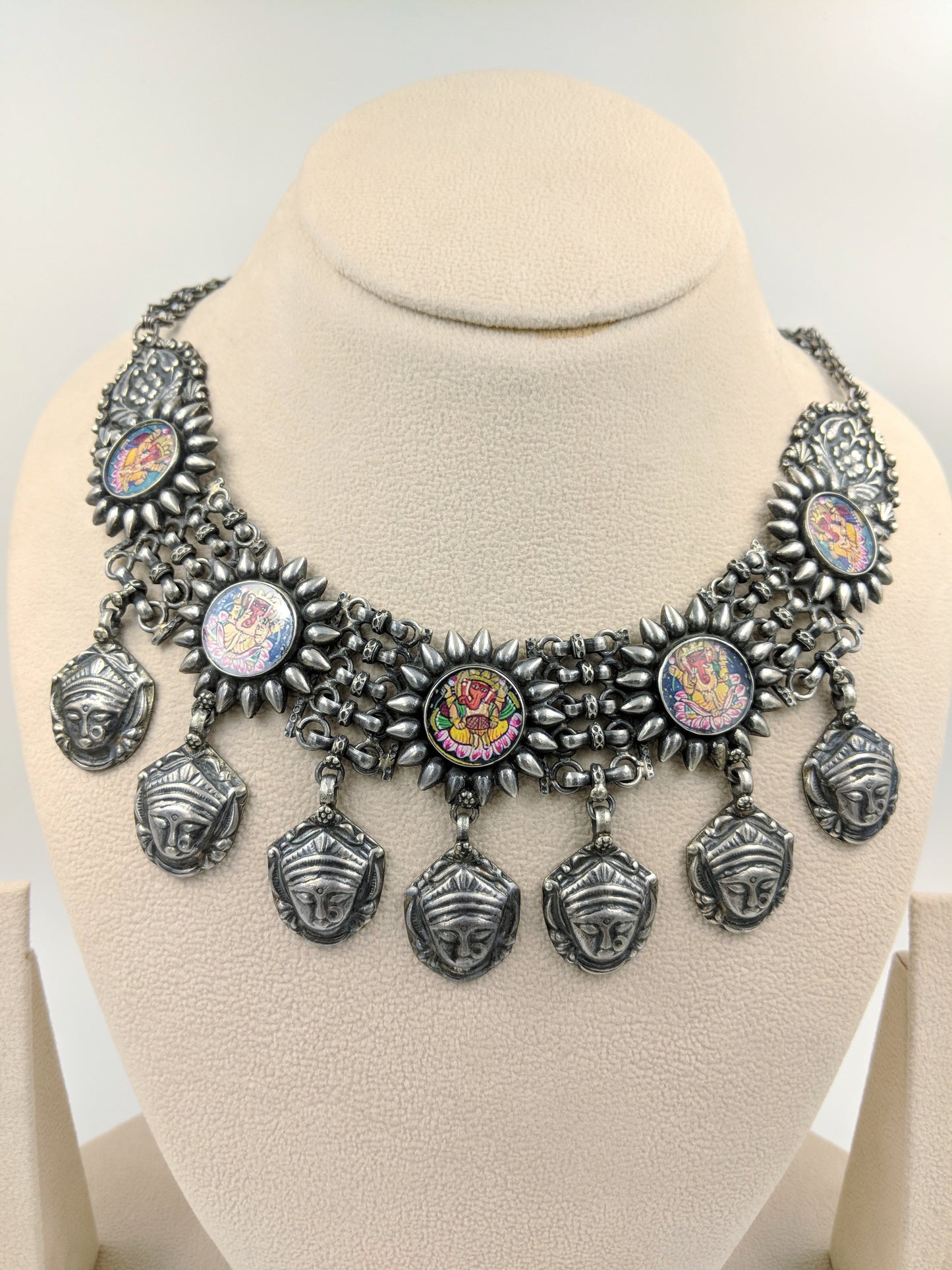 Ashwathama Handpainted Durga Ganesh Necklace