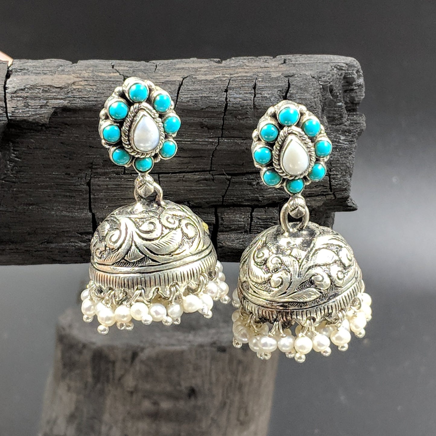 Adisthana Kalasha Jhumka - Turquoise Blue