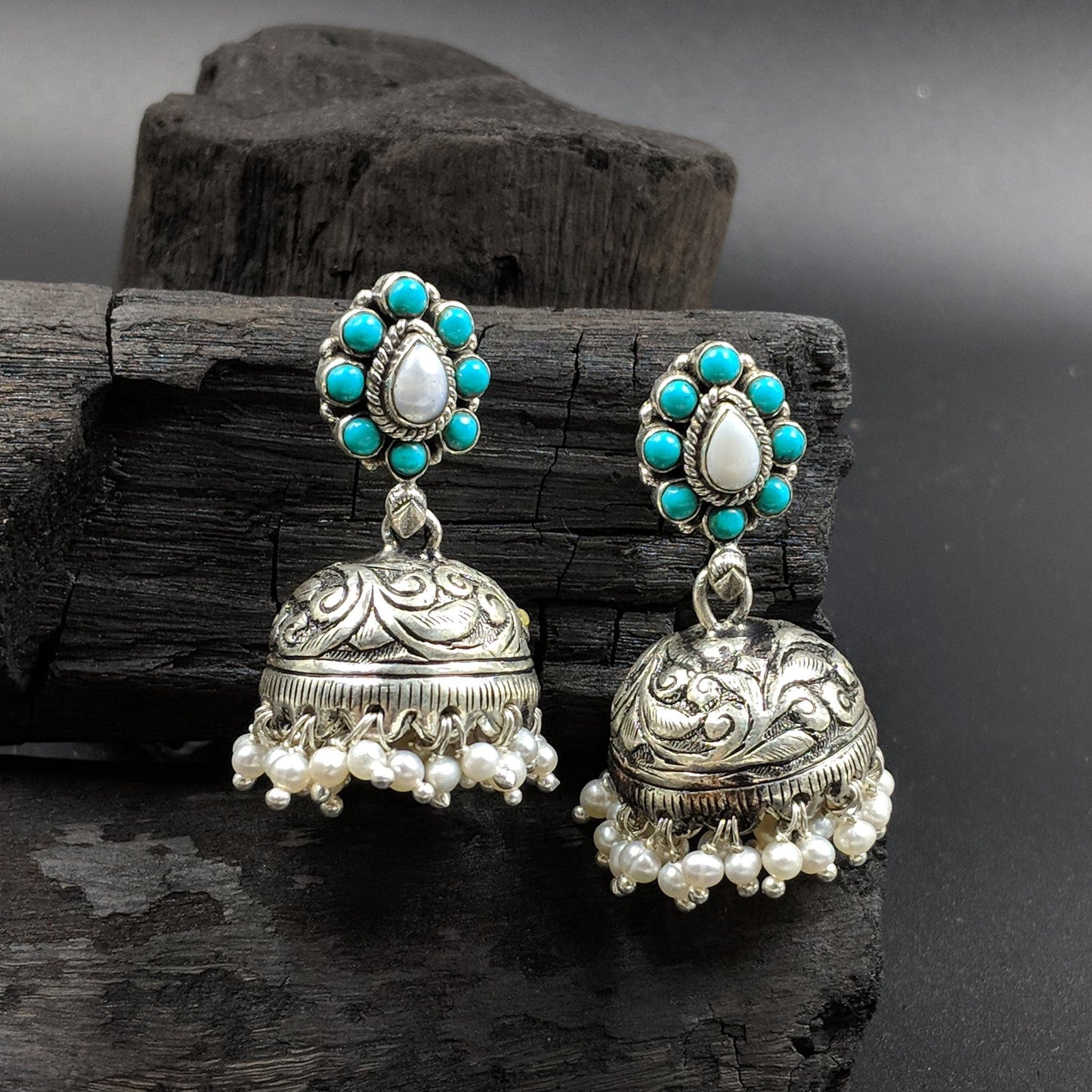 Adisthana Kalasha Jhumka - Turquoise Blue