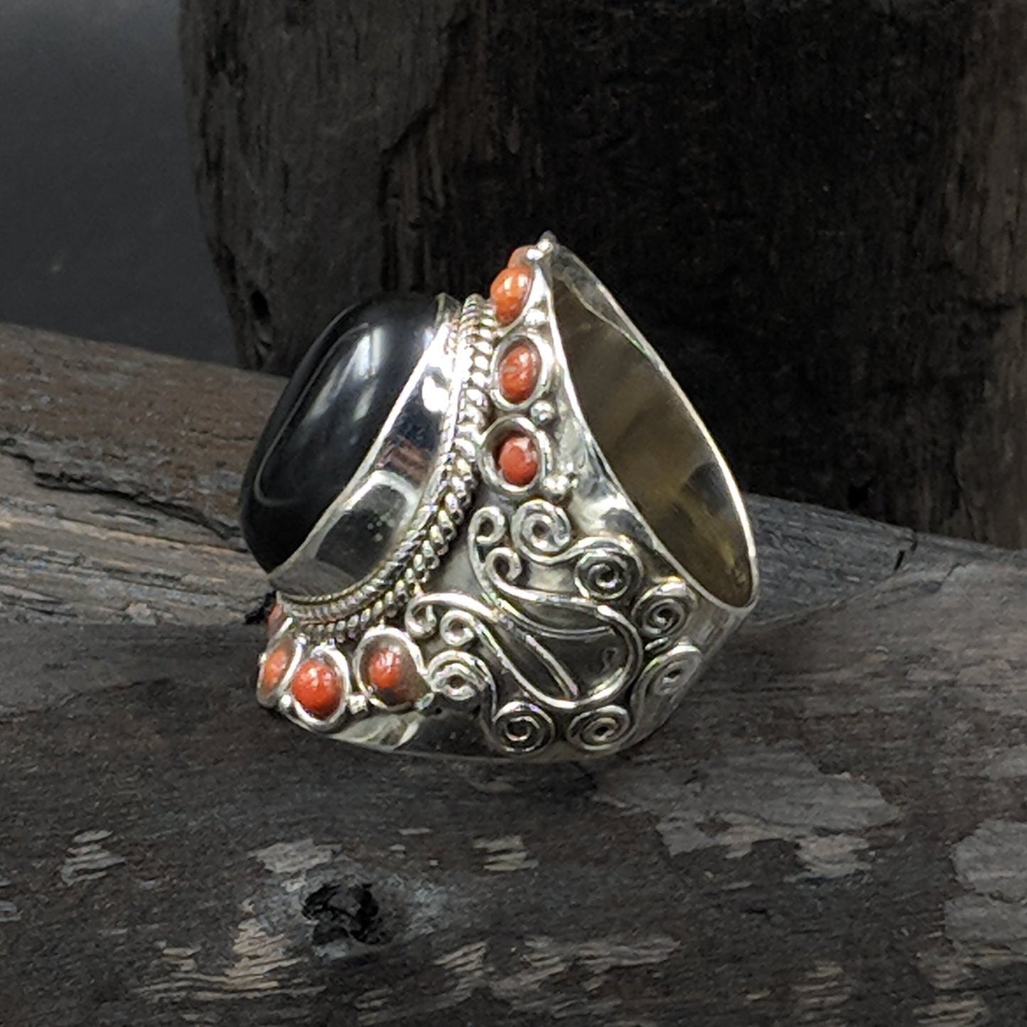 Shakuntalam R Black Stone Ring