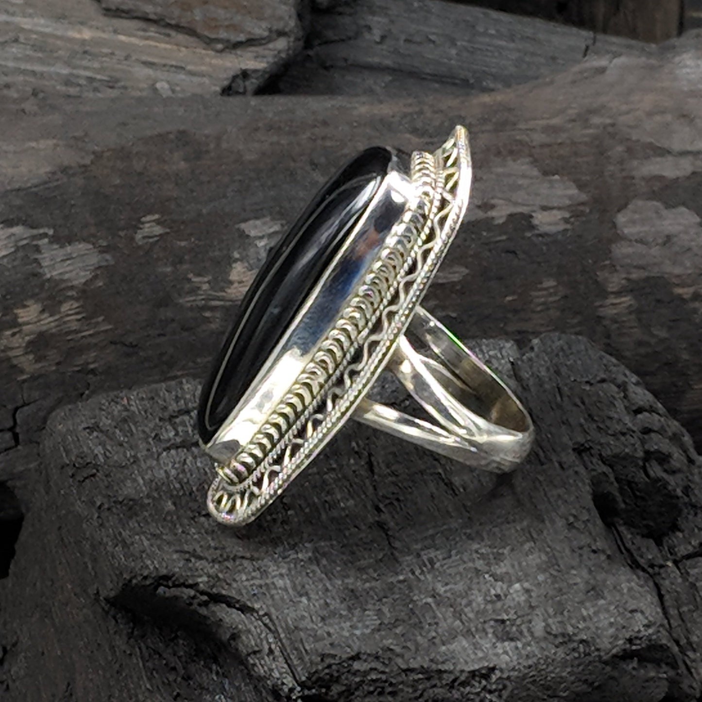 Padmini Black Stone Ring
