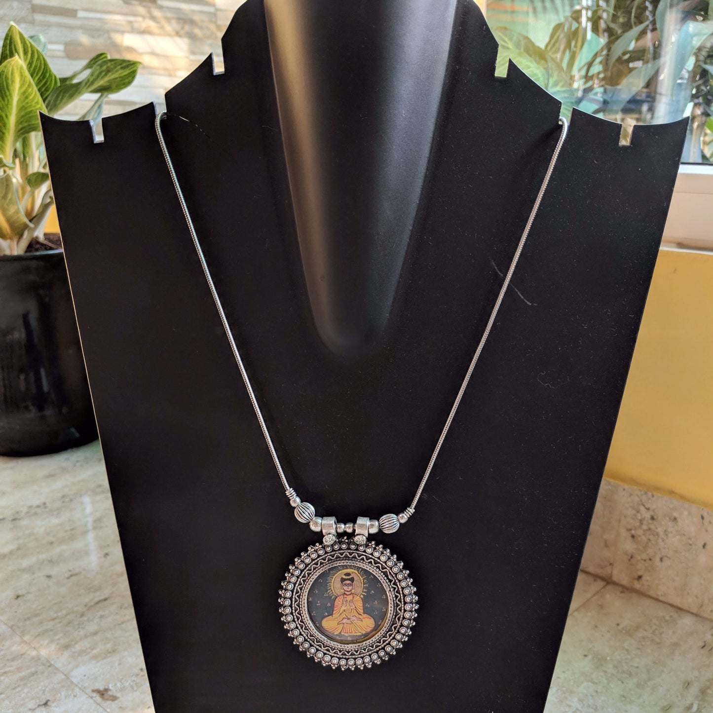 Handpainted Buddha Pendant With Chain