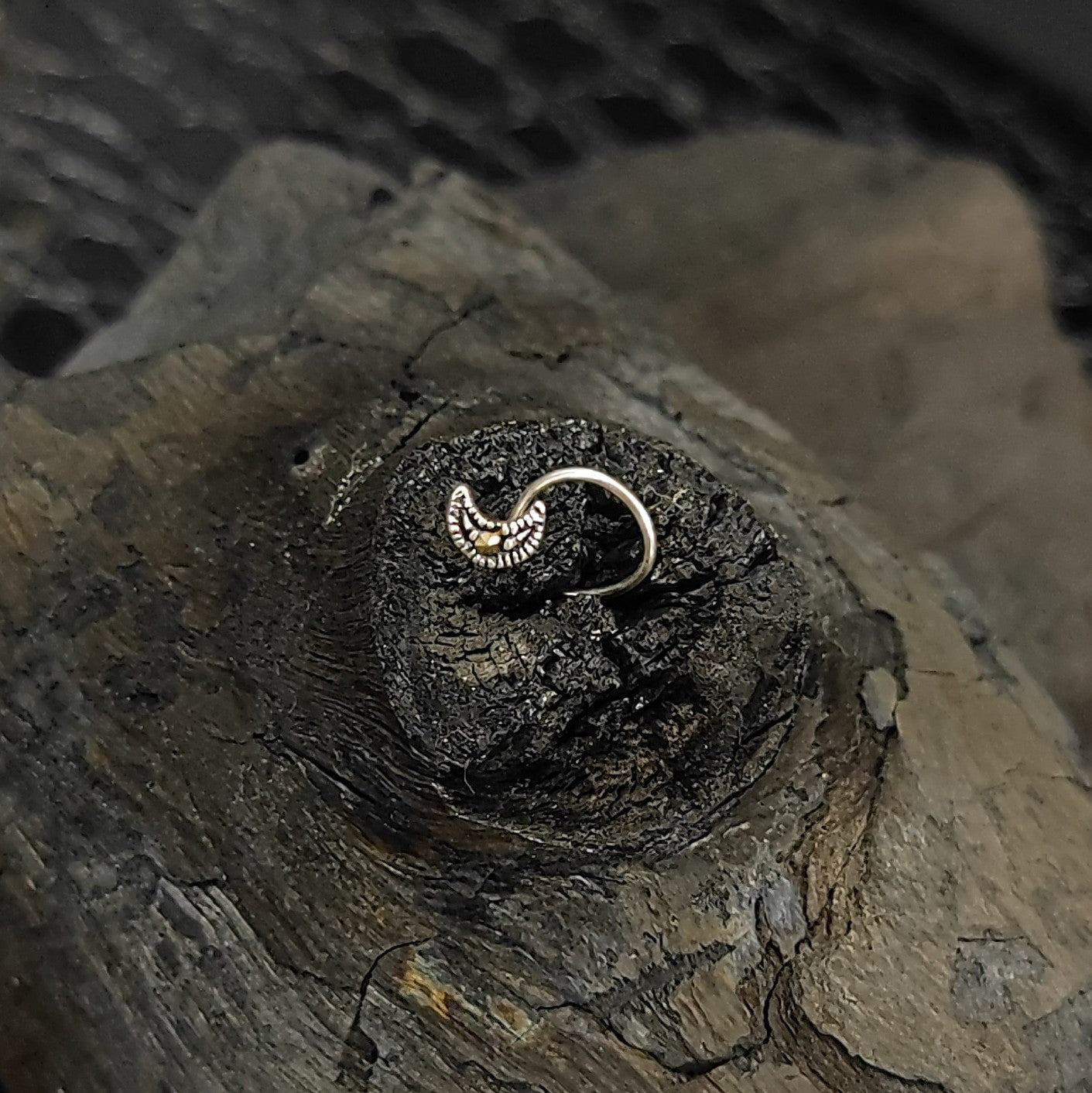 Silver Jewelry Nosepin by Jauhri Toe rings by Jauhri -marcasite moon nosepin - wired