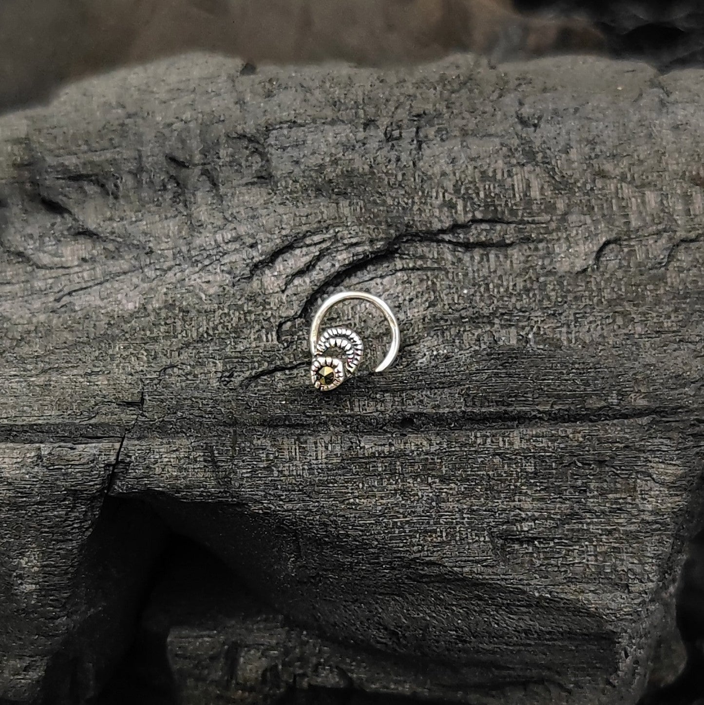 Silver Jewelry Nosepin by Jauhri Toe rings by Jauhri -marcasite star moon nosepin - wired