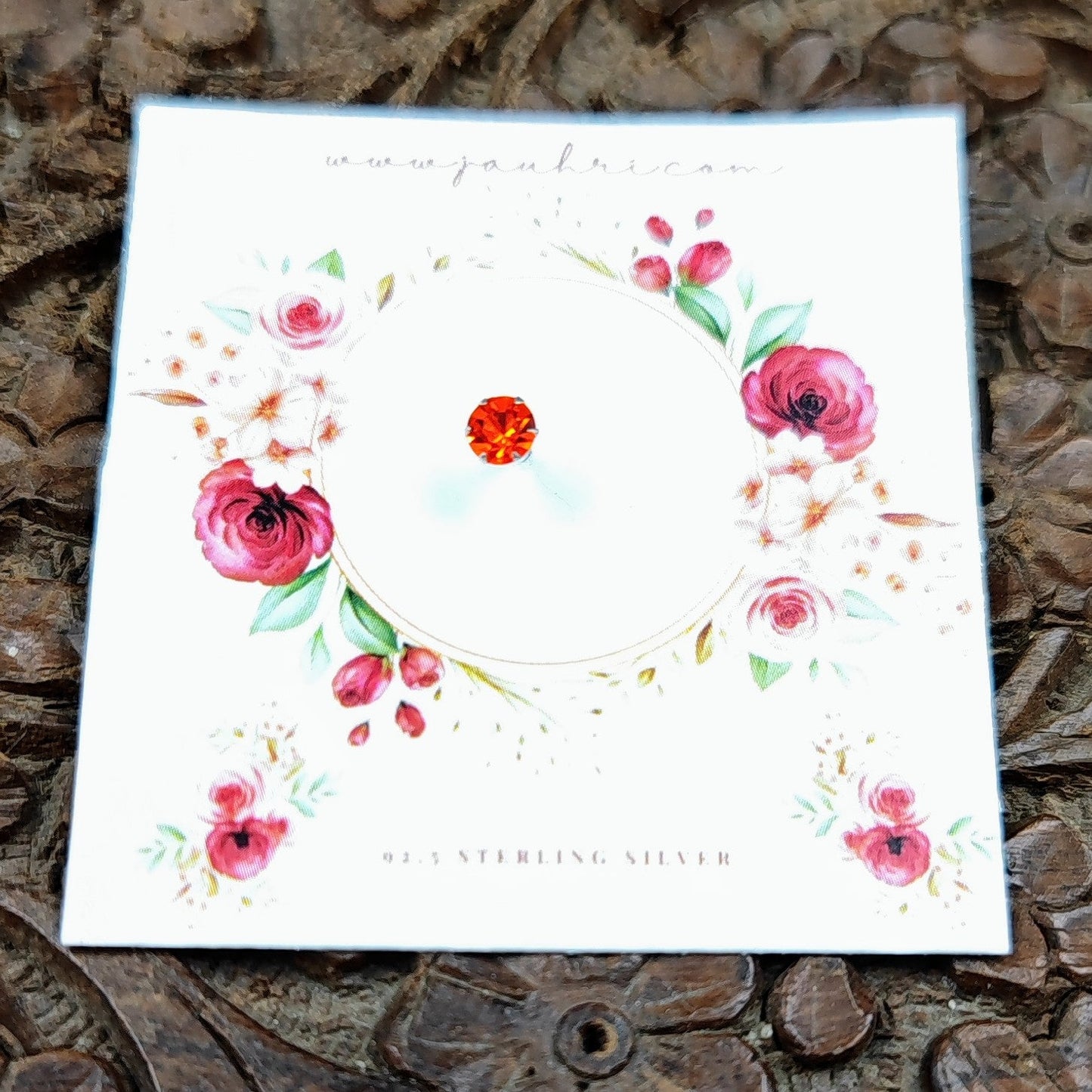 Silver Jewelry Nosepin by Jauhri Toe rings by Jauhri -round orange stone nosepin