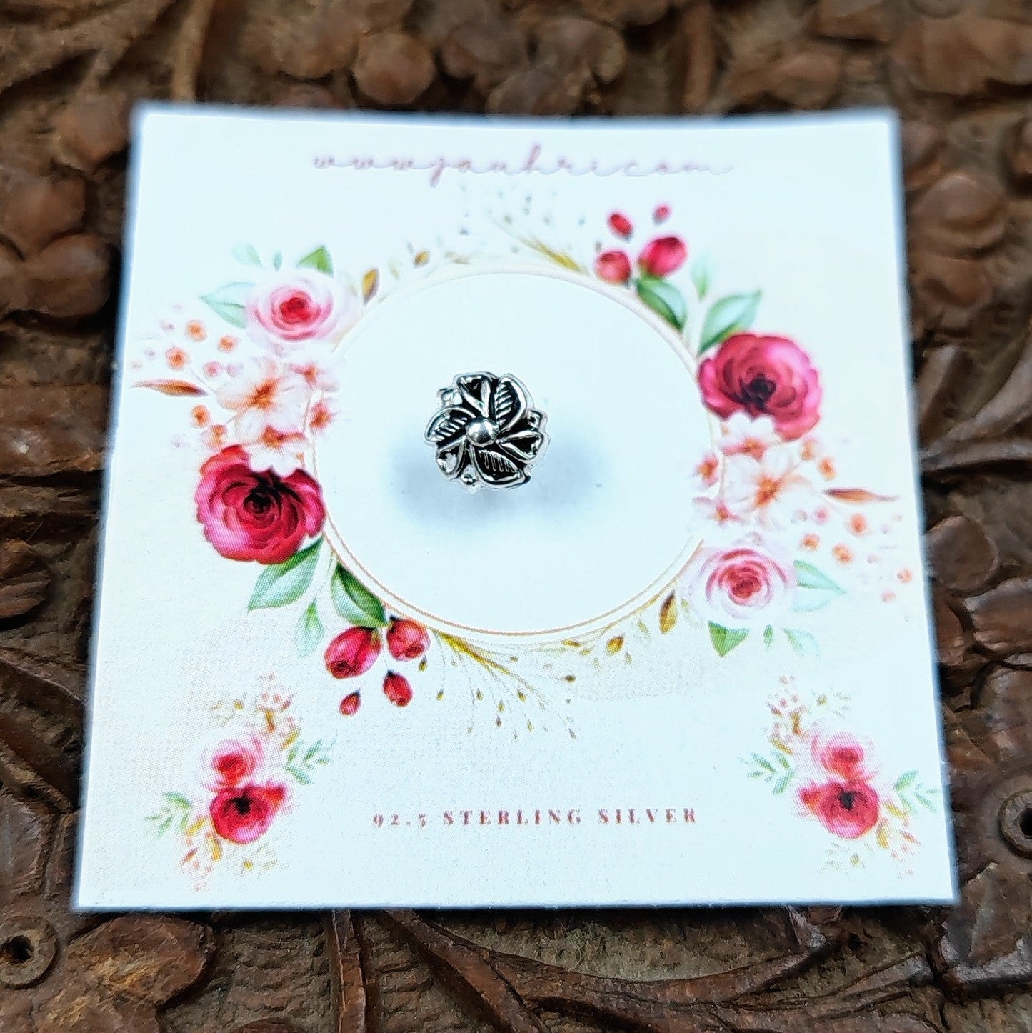Silver Jewelry Nosepin by Jauhri Toe rings by Jauhri -big flower nosepin