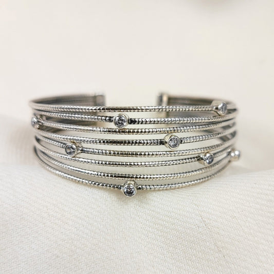 Silver Jewelry Bracelets by Jauhri 92.5 Silver - Padmini Jod Bracelet White Cuff