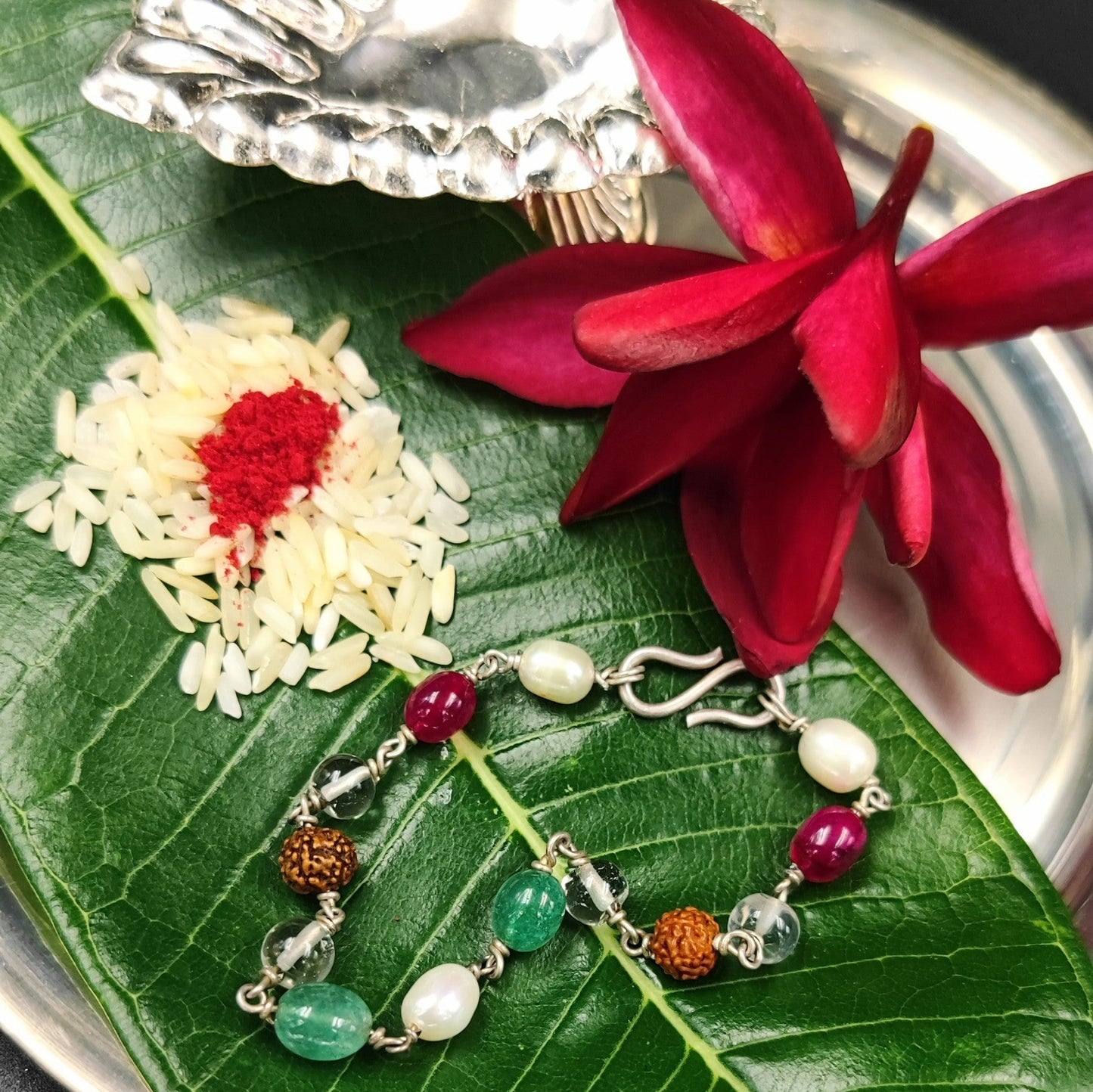 Silver Jewelry Rakhi by Jauhri 92.5 Silver Rakshabandhan Special - Rudraksh Bracelet Rakhi