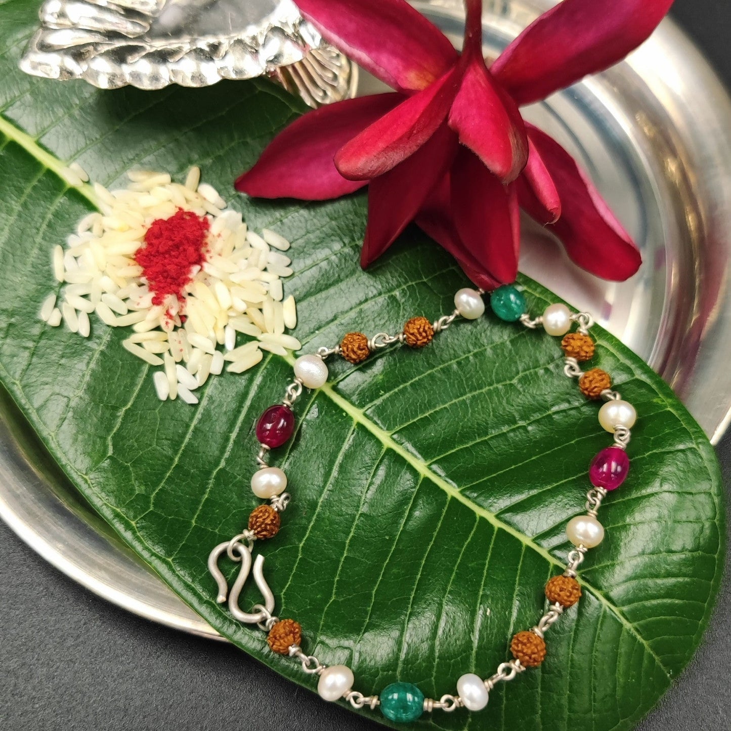 Silver Jewelry Rakhi by Jauhri 92.5 Silver Rakshabandhan Special - Rudraksh Bracelet Rakhi