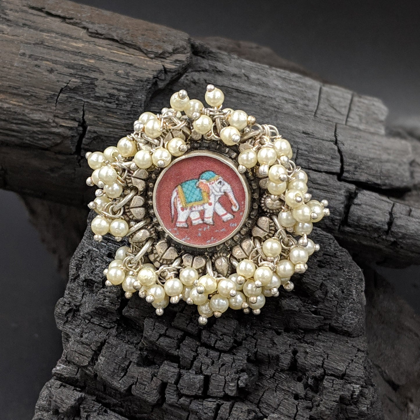 Handpainted Gajj Ring - Brown