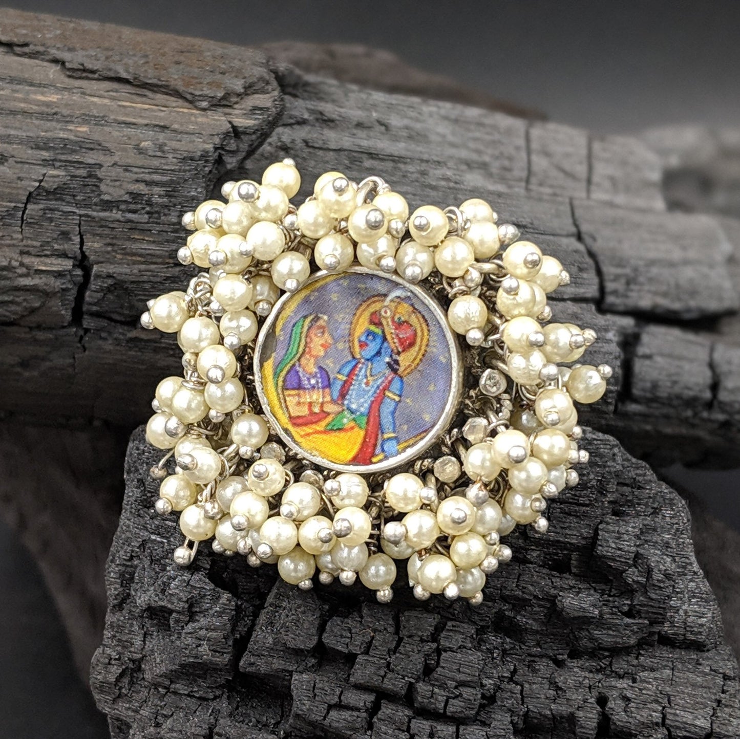 Handpainted Radhakrishna Ring