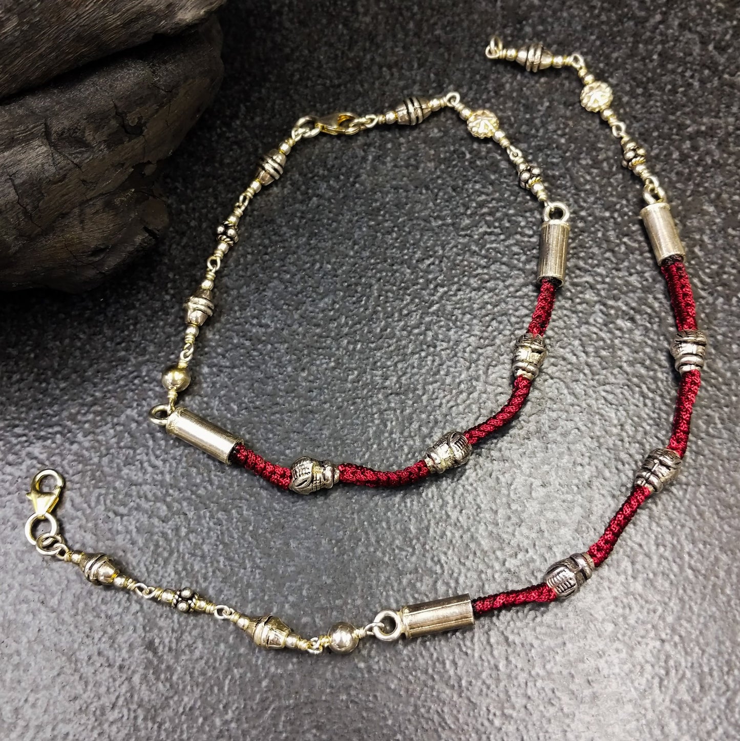 Silver Jewellery by Jauhri-Anklets-Lal Dhaga Anklets