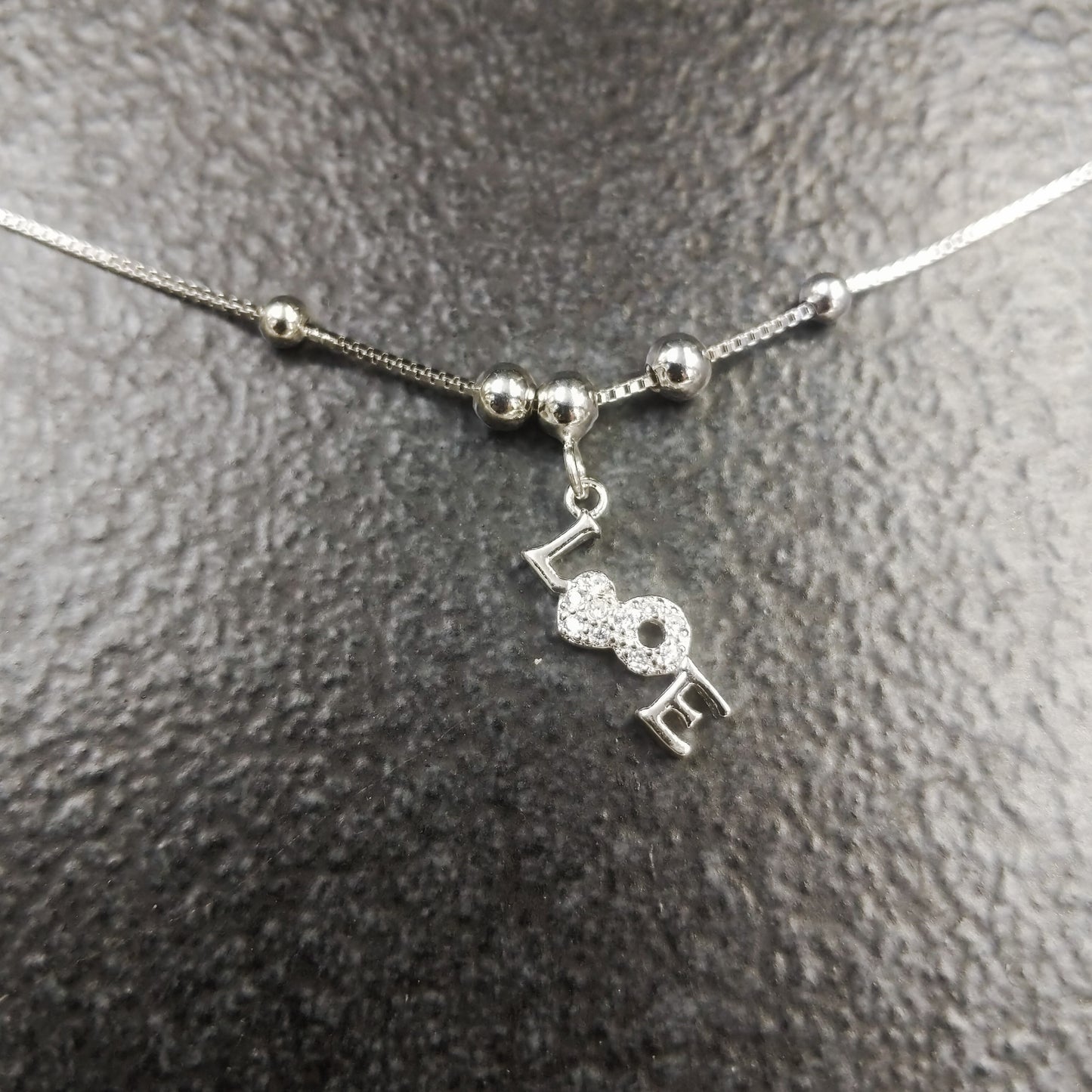 LOVE GLITTER SILVER ANKLETS JAUHRI 92.5 STERLING SILVER