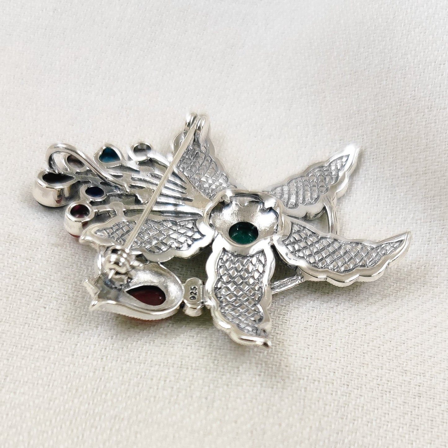 Marcasite Flower Multicolored Brooch and Pendant