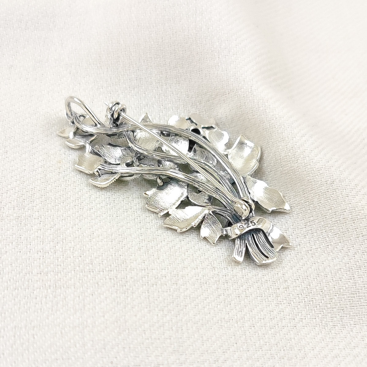 Marcasite Bouquet Orange Brooch and Pendant