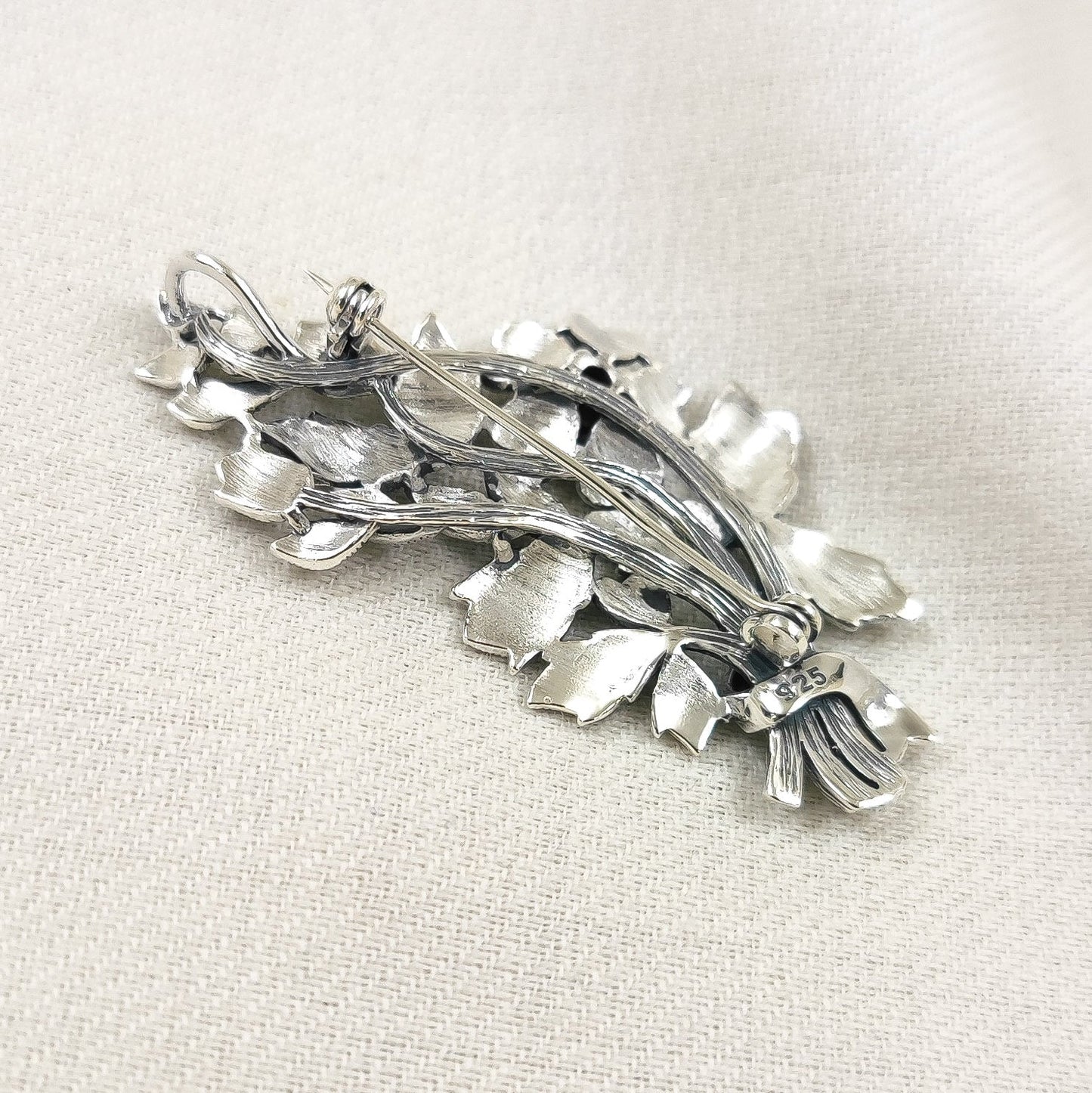 Marcasite Bouquet Black Brooch and Pendant