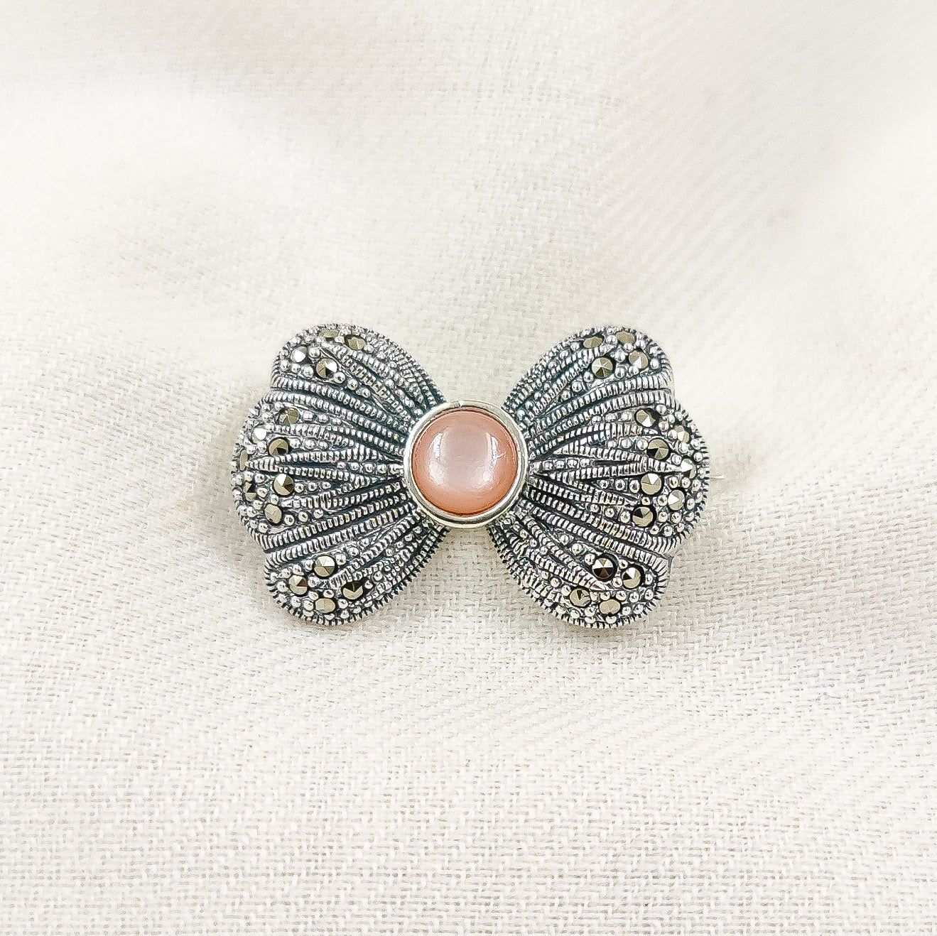 Silver Jewelry Brooches and Lapel Pins by Jauhri 92.5 Silver - Marcasite Bow Brooch And Pendant