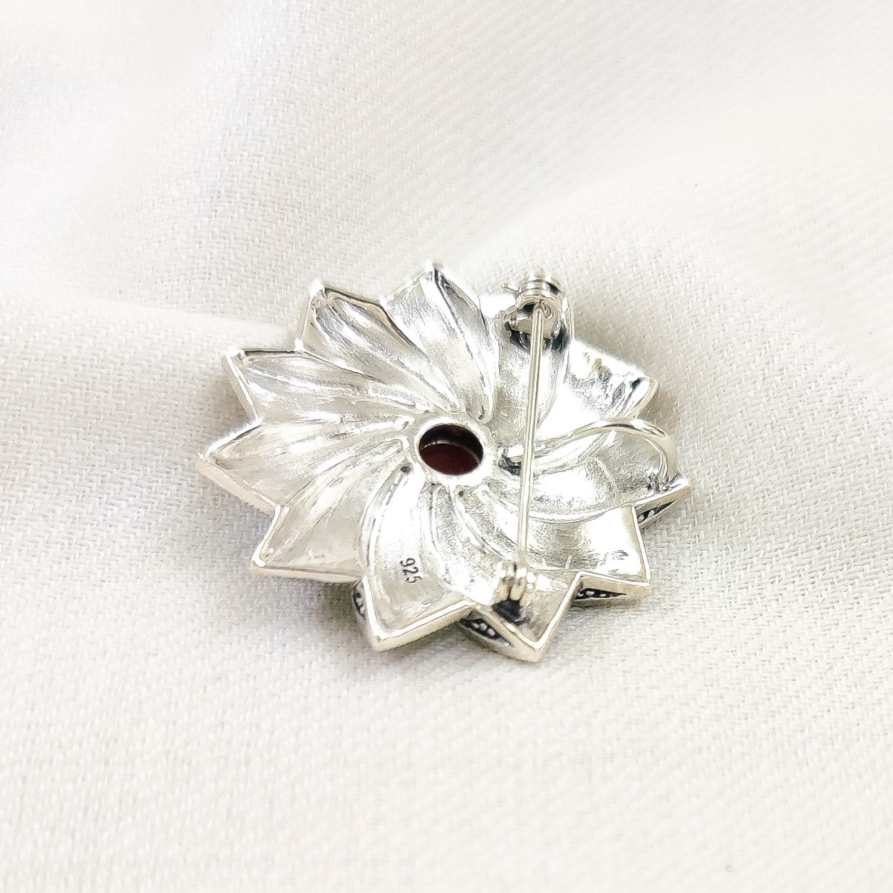 Marcasite Flower Orange Brooch and Pendant