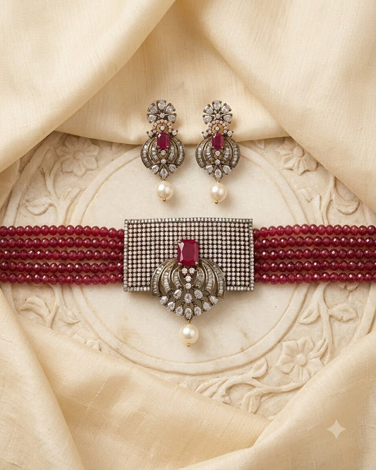 Red Recta Choker Set