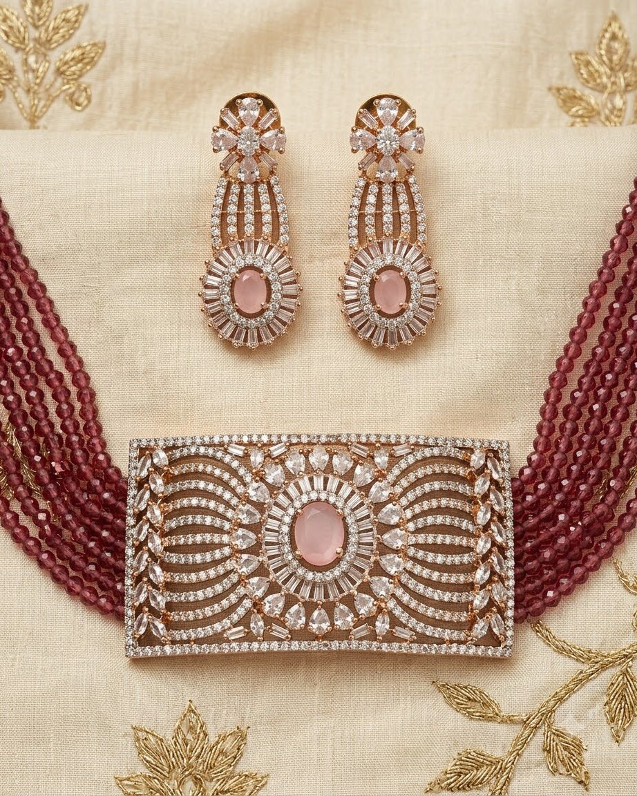 Peach Recta Choker Set