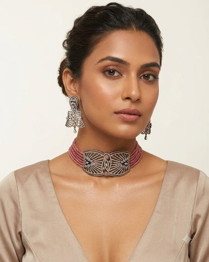 Peach Butterfly Choker Set