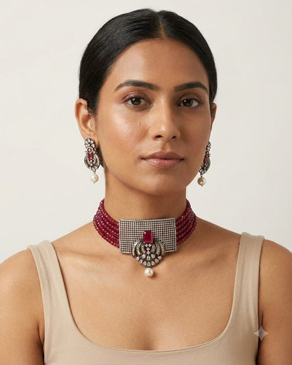 Red Recta Choker Set