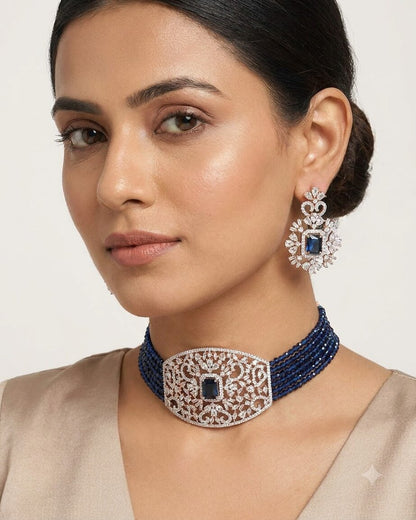 Blue Resima Choker Set