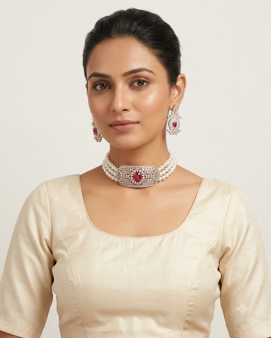 Pearl Rosegold Choker Set