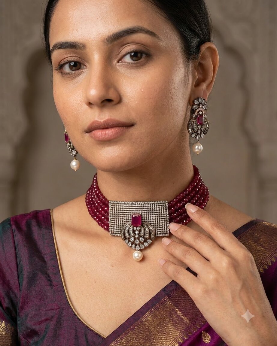 Red Recta Choker Set