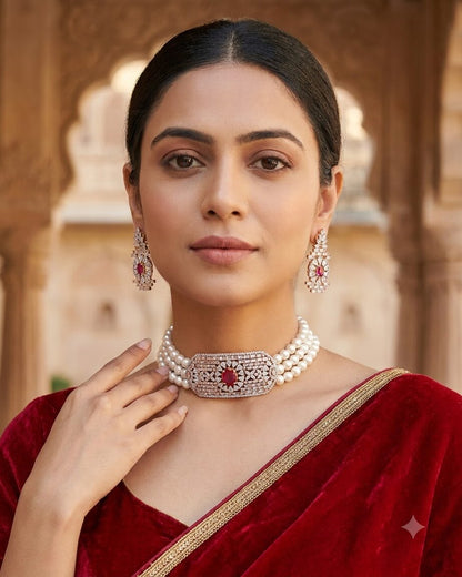 Pearl Rosegold Choker Set