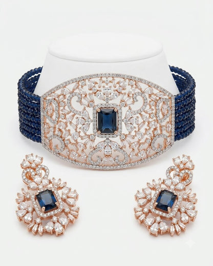 Blue Resima Choker Set
