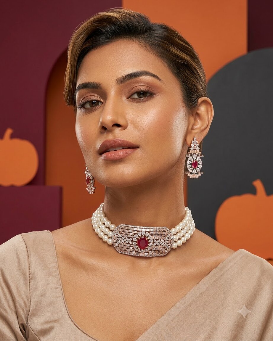 Pearl Rosegold Choker Set