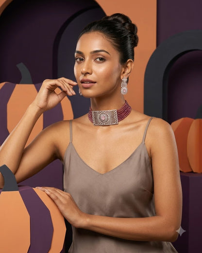 Peach Recta Choker Set