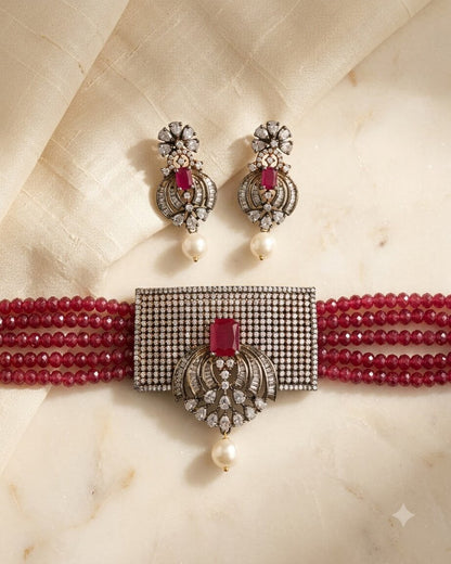 Red Recta Choker Set