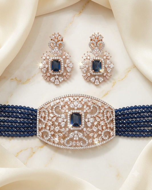 Blue Resima Choker Set