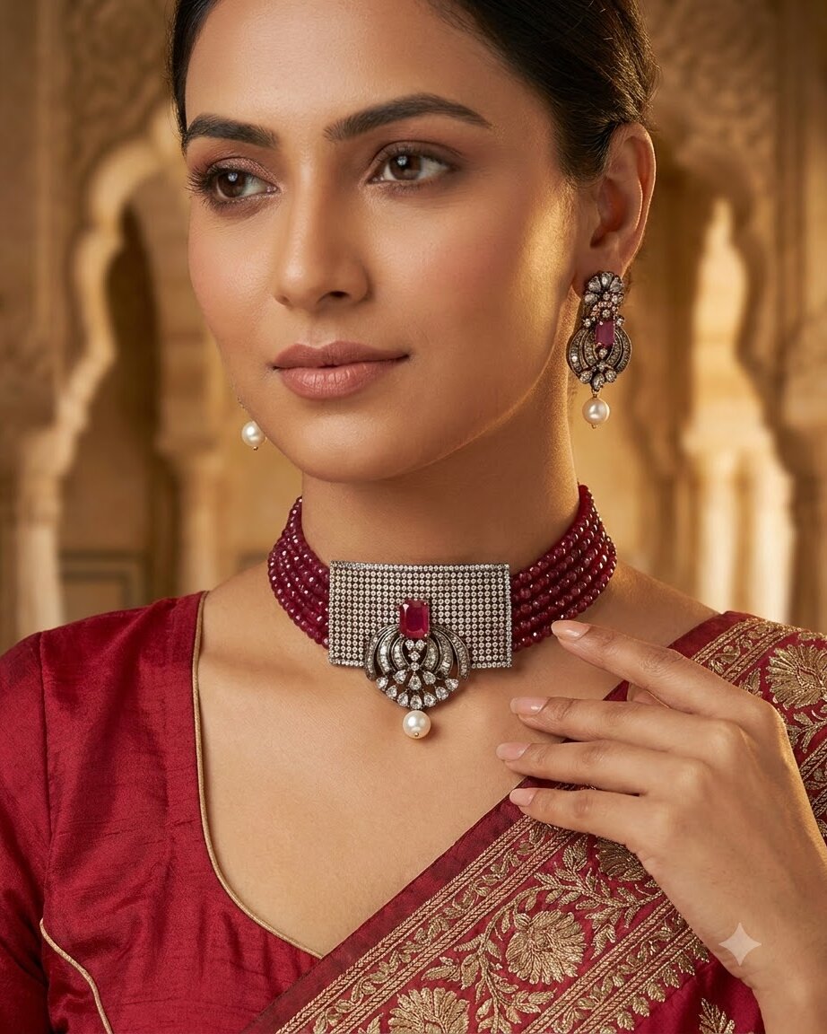 Red Recta Choker Set