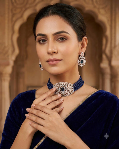 Blue Resima Choker Set