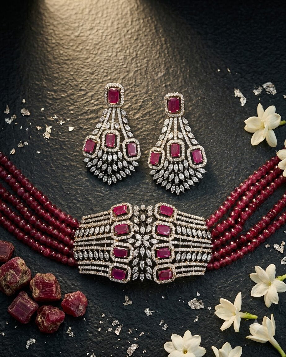 Red Lineana Choker Set