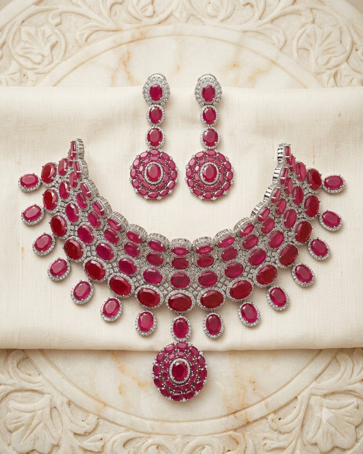 Pink Dazzle Choker with Earrings