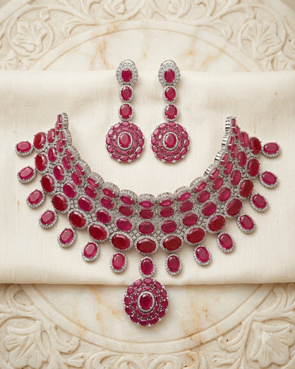 Pink Dazzle Choker with Earrings