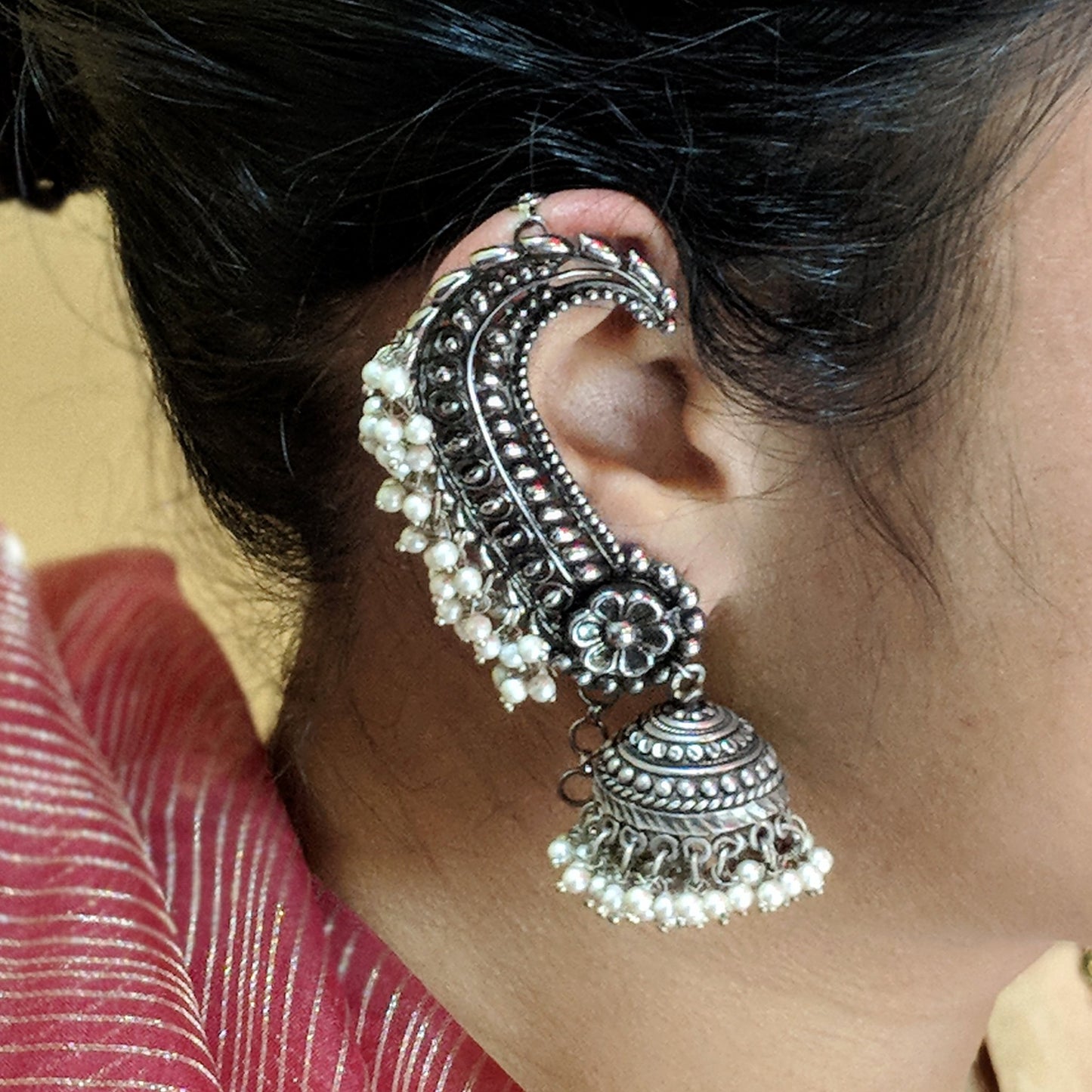 Shirisha Traditional Cuff Jhumka - Pearls