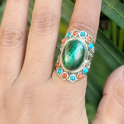 Shakuntalam Green Stone Ring