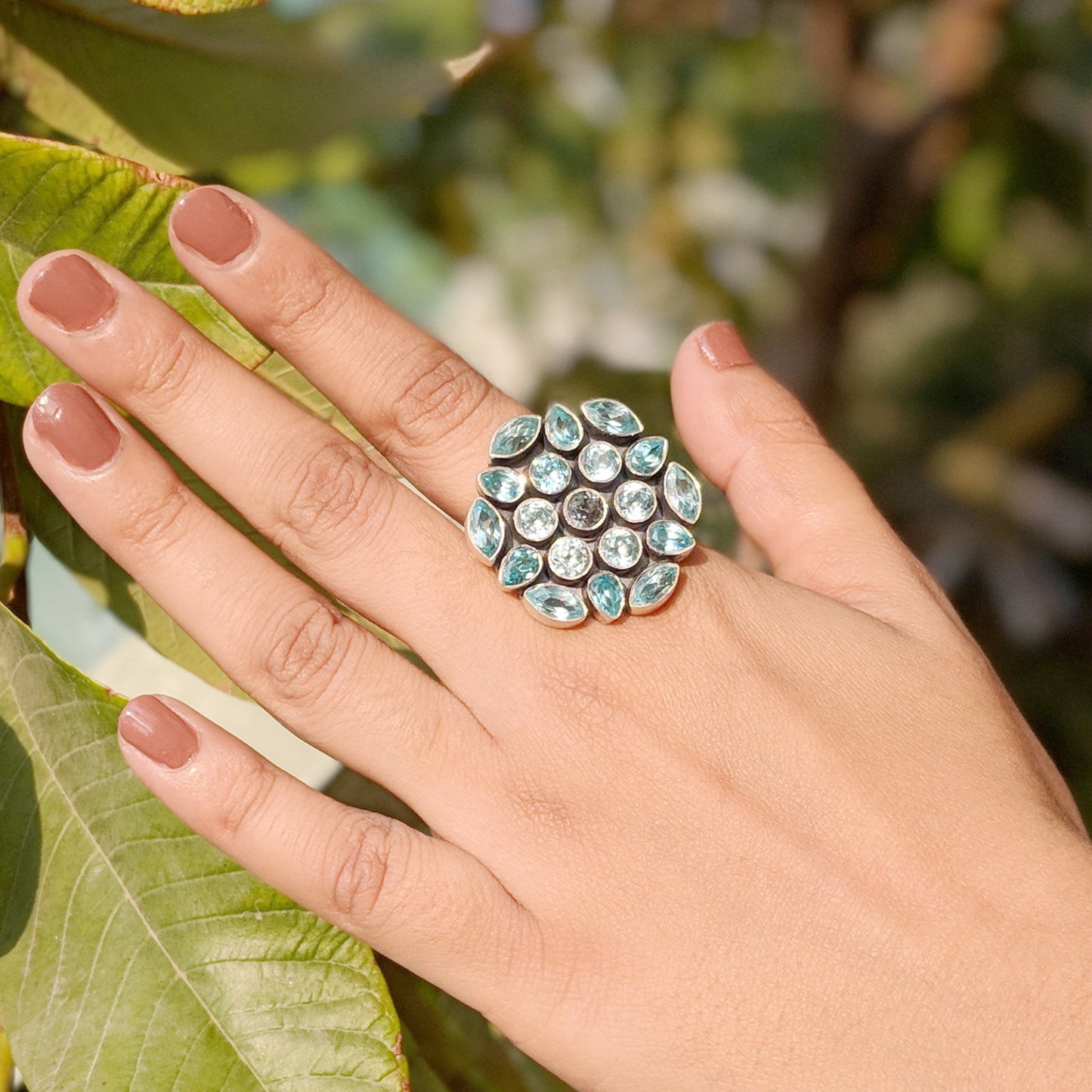 Padmini Blue Flower Ring