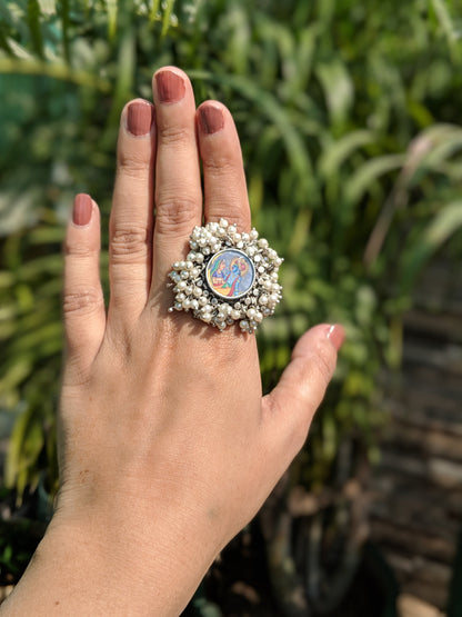 Handpainted Radhakrishna Ring